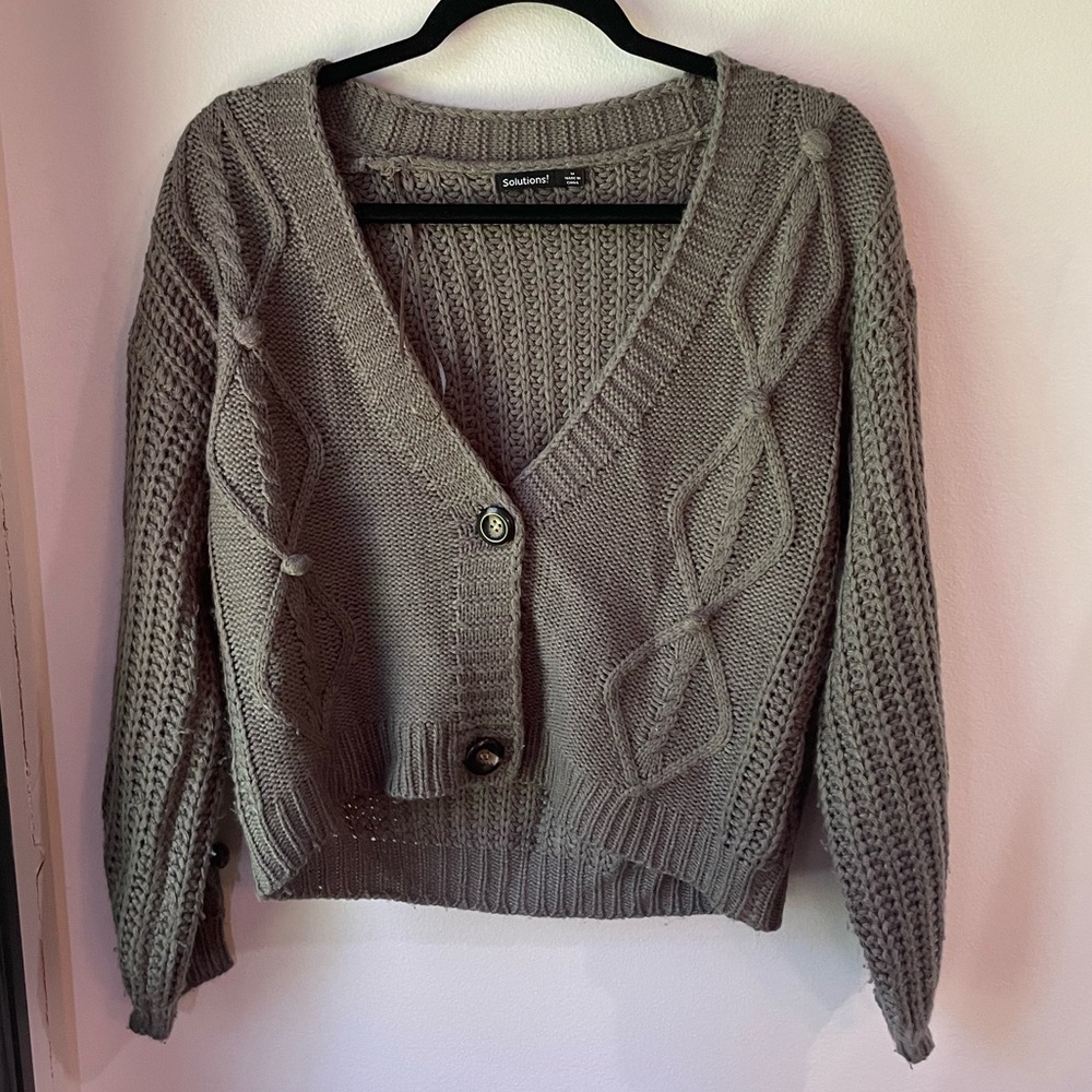 Gray button up cardigan